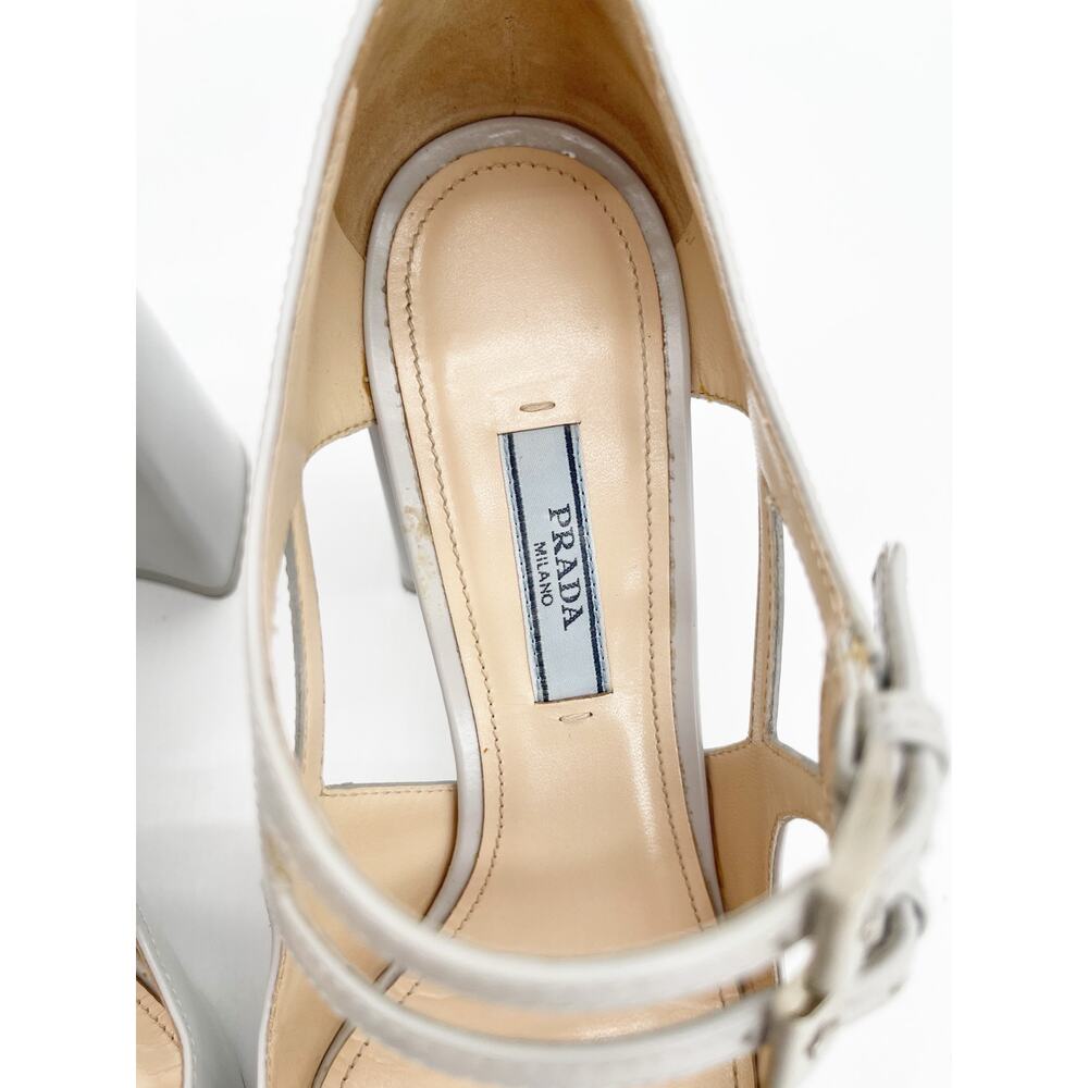 Prada Fall 2015 Runway Gray Brushed Leather Double Strap Mary Jane Heels IT 38.5 - Picture 9 of 13